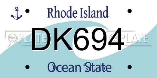 DK694 Rhode Island License Plate