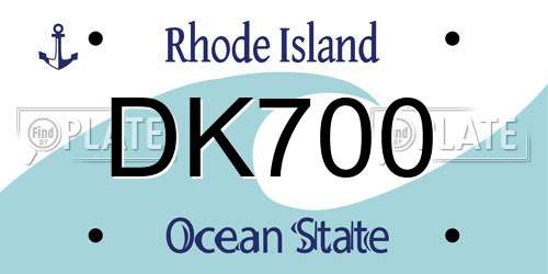 DK700 Rhode Island License Plate