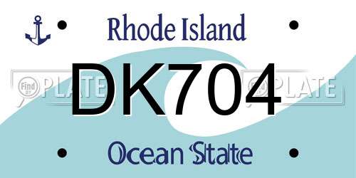DK704 Rhode Island License Plate