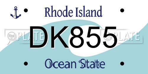 DK855 Rhode Island License Plate