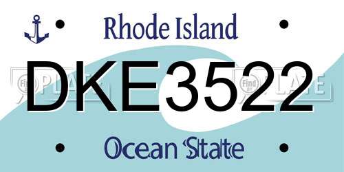DKE3522 Rhode Island License Plate