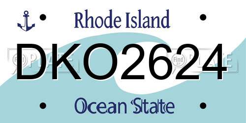 DKO2624 Rhode Island License Plate