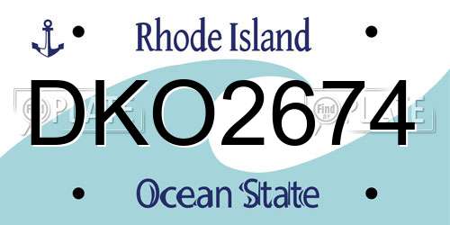 DKO2674 Rhode Island License Plate