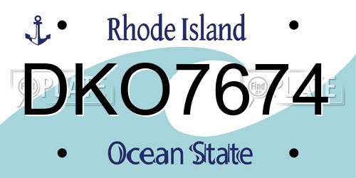 DKO7674 Rhode Island License Plate