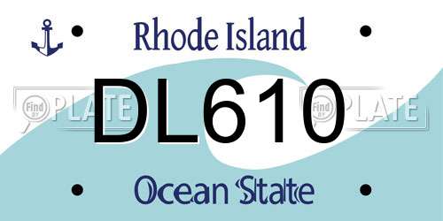DL610 Rhode Island License Plate