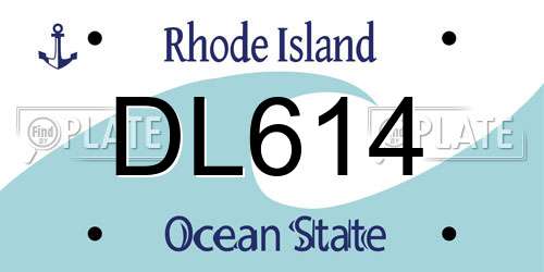 DL614 Rhode Island License Plate