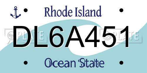 DL6A451 Rhode Island License Plate
