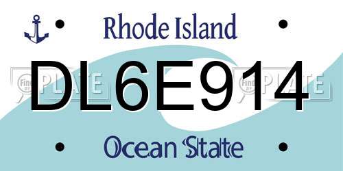 DL6E914 Rhode Island License Plate