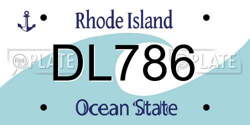 DL786 Rhode Island License Plate