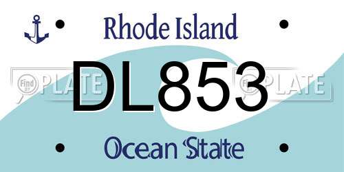 DL853 Rhode Island License Plate