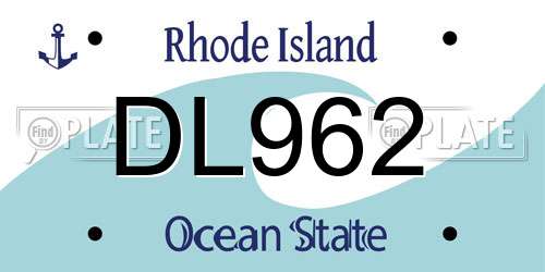 DL962 Rhode Island License Plate