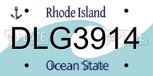 DLG3914 Rhode Island License Plate