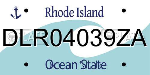 DLR04039ZA Rhode Island License Plate