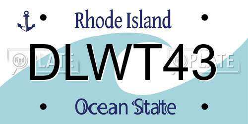 DLWT43 Rhode Island License Plate