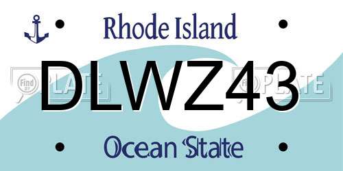 DLWZ43 Rhode Island License Plate