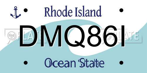 DMQ86I Rhode Island License Plate