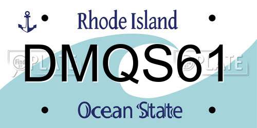 DMQS61 Rhode Island License Plate