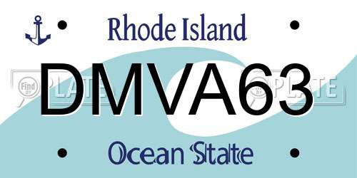 DMVA63 Rhode Island License Plate