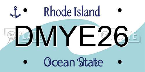 DMYE26 Rhode Island License Plate