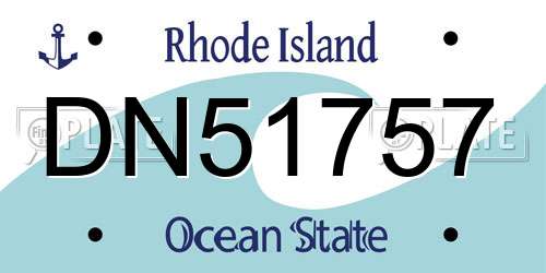 DN51757 Rhode Island License Plate