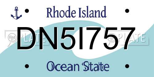 DN5I757 Rhode Island License Plate