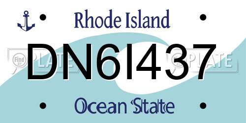 DN6I437 Rhode Island License Plate