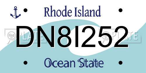 DN8I252 Rhode Island License Plate