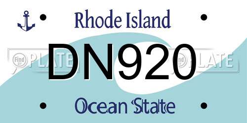 DN920 Rhode Island License Plate