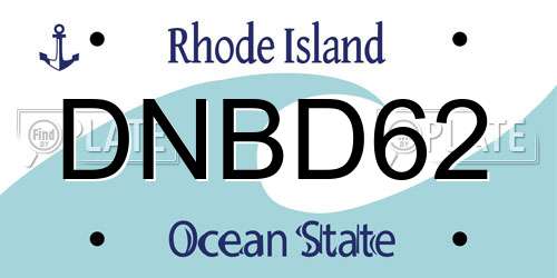 DNBD62 Rhode Island License Plate