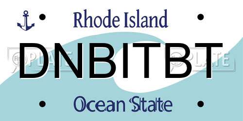 DNBITBT Rhode Island License Plate
