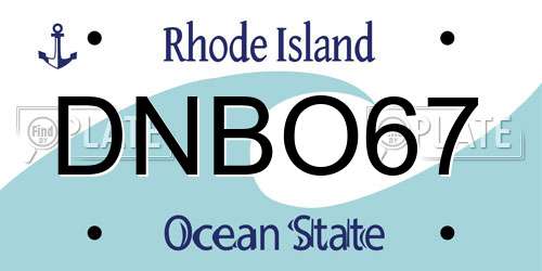 DNBO67 Rhode Island License Plate