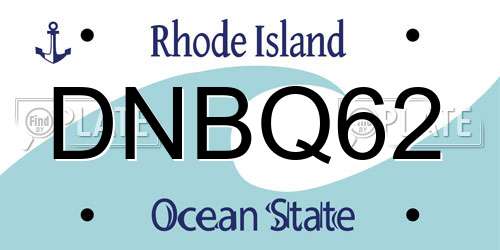 DNBQ62 Rhode Island License Plate