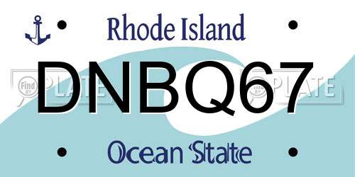 DNBQ67 Rhode Island License Plate