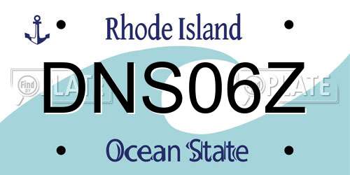 DNS06Z Rhode Island License Plate