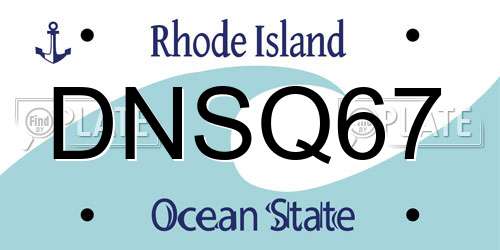 DNSQ67 Rhode Island License Plate