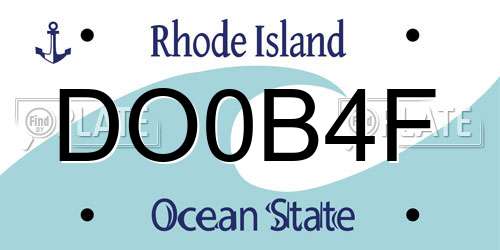 DO0B4F Rhode Island License Plate