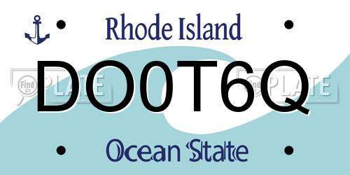 DO0T6Q Rhode Island License Plate