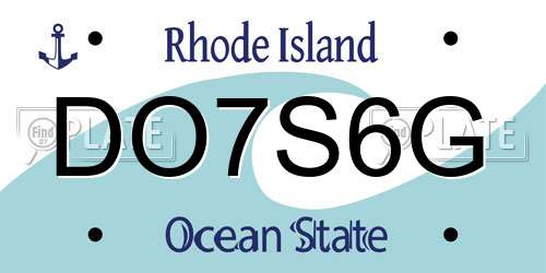 DO7S6G Rhode Island License Plate