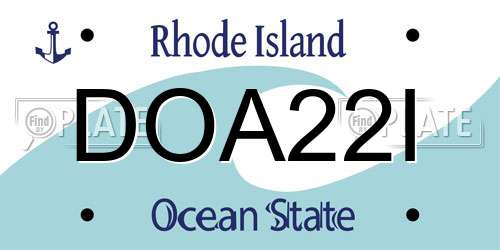 DOA22I Rhode Island License Plate