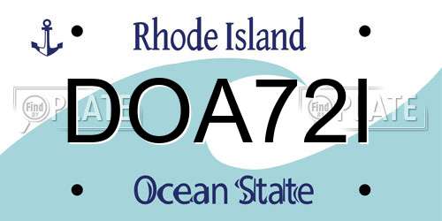 DOA72I Rhode Island License Plate