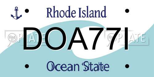 DOA77I Rhode Island License Plate