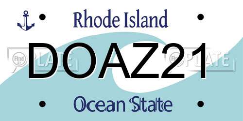 DOAZ21 Rhode Island License Plate