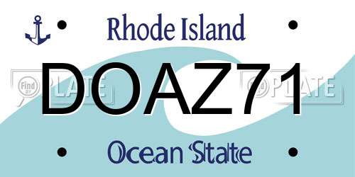 DOAZ71 Rhode Island License Plate
