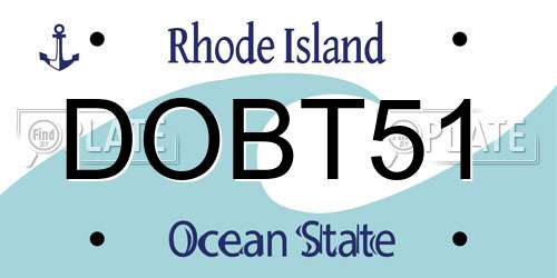 DOBT51 Rhode Island License Plate