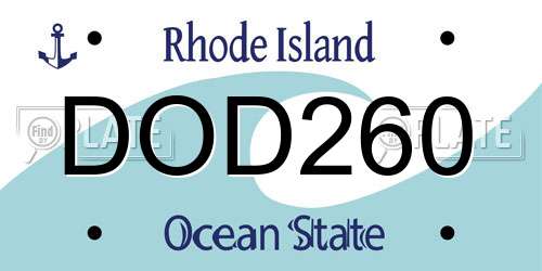 DOD260 Rhode Island License Plate