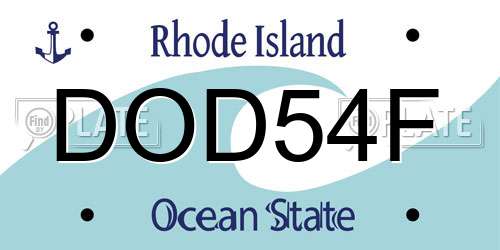 DOD54F Rhode Island License Plate