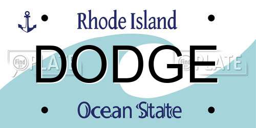 DODGE Rhode Island License Plate