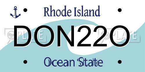 DON22O Rhode Island License Plate