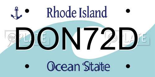 DON72D Rhode Island License Plate