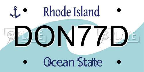 DON77D Rhode Island License Plate